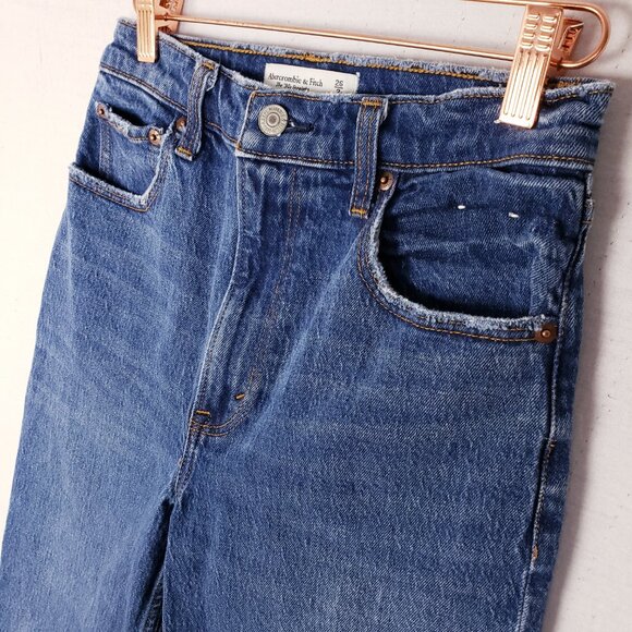 Abercrombie & Fitch Jeans 90's Straight Ultra High Rise Frayed Hem size 26R - Picture 12 of 14